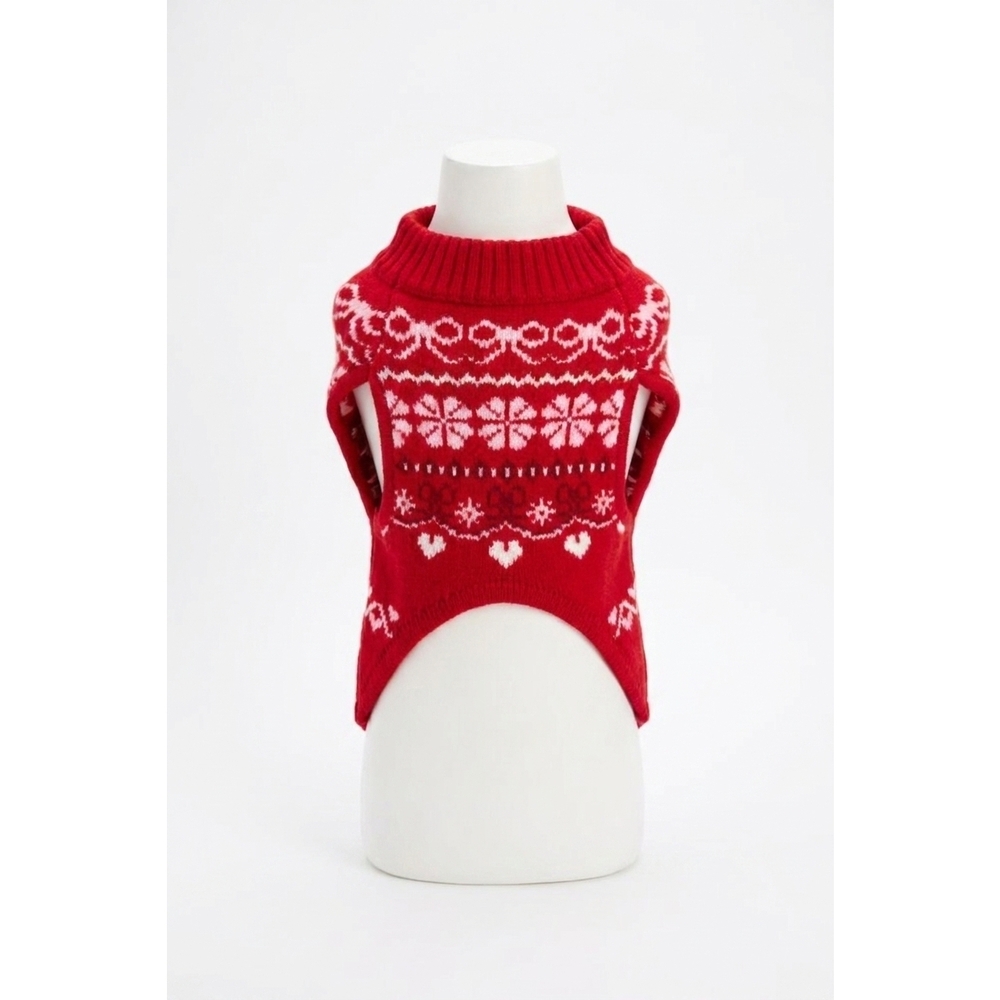 NEW LOVESHACKFANCY dog arindia wool sweater in red velvet truffle